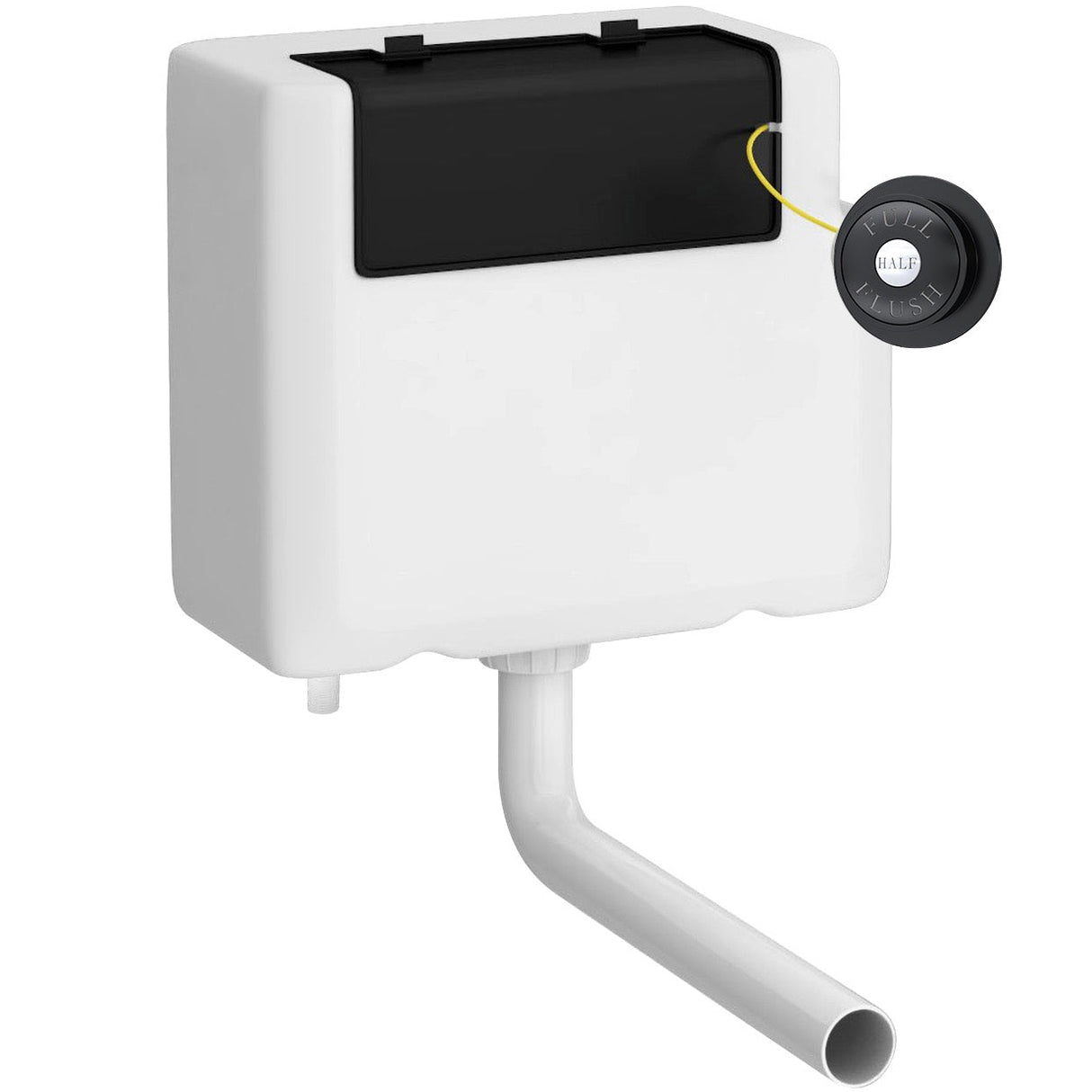 Nuie Universal Access Dual Flush Concealed Cistern with Traditional Button, Bottom Inlet Black XTY8T02B