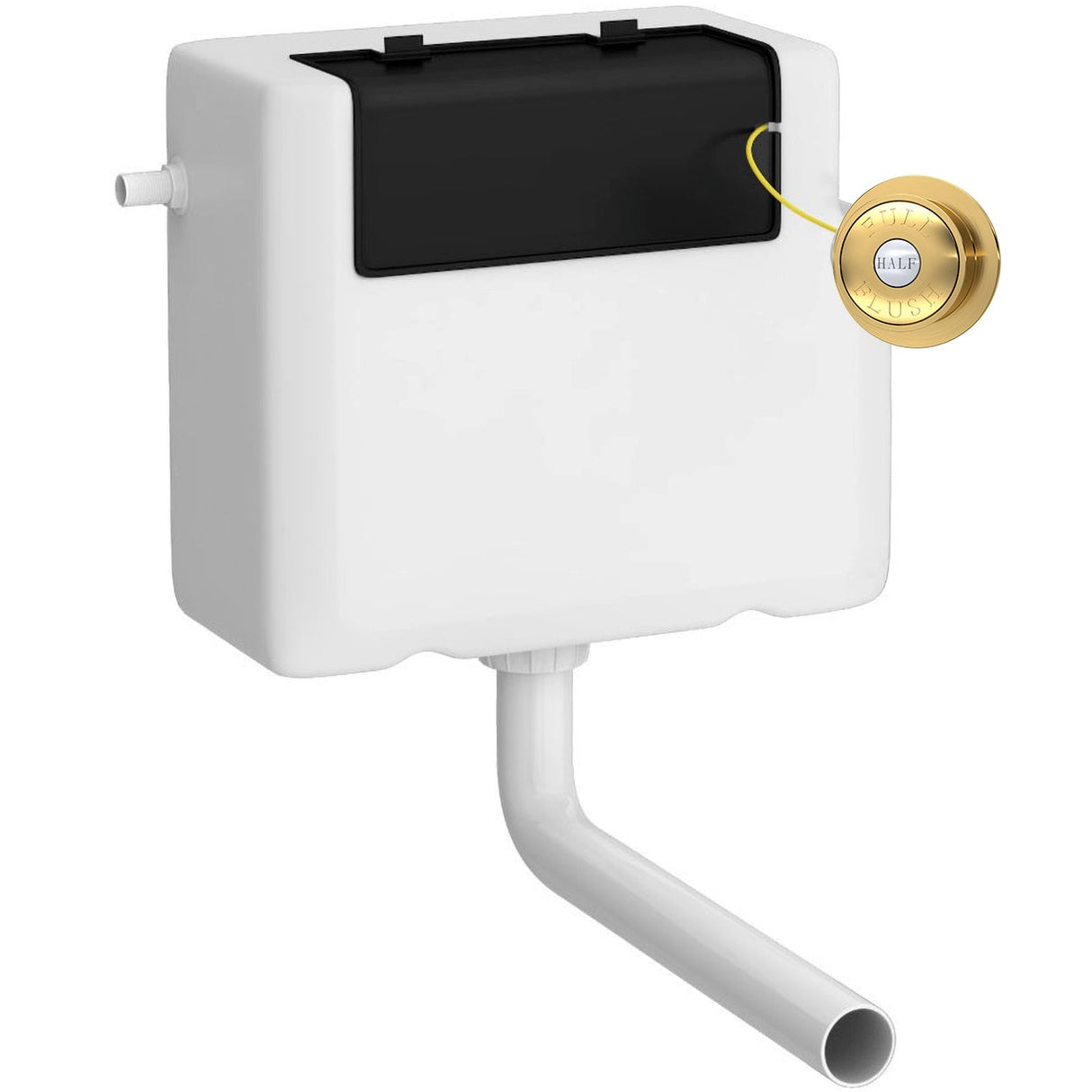 Nuie Universal Access Dual Flush Concealed Cistern with Traditional Button, Side Inlet Brushed Brass XTY8T03