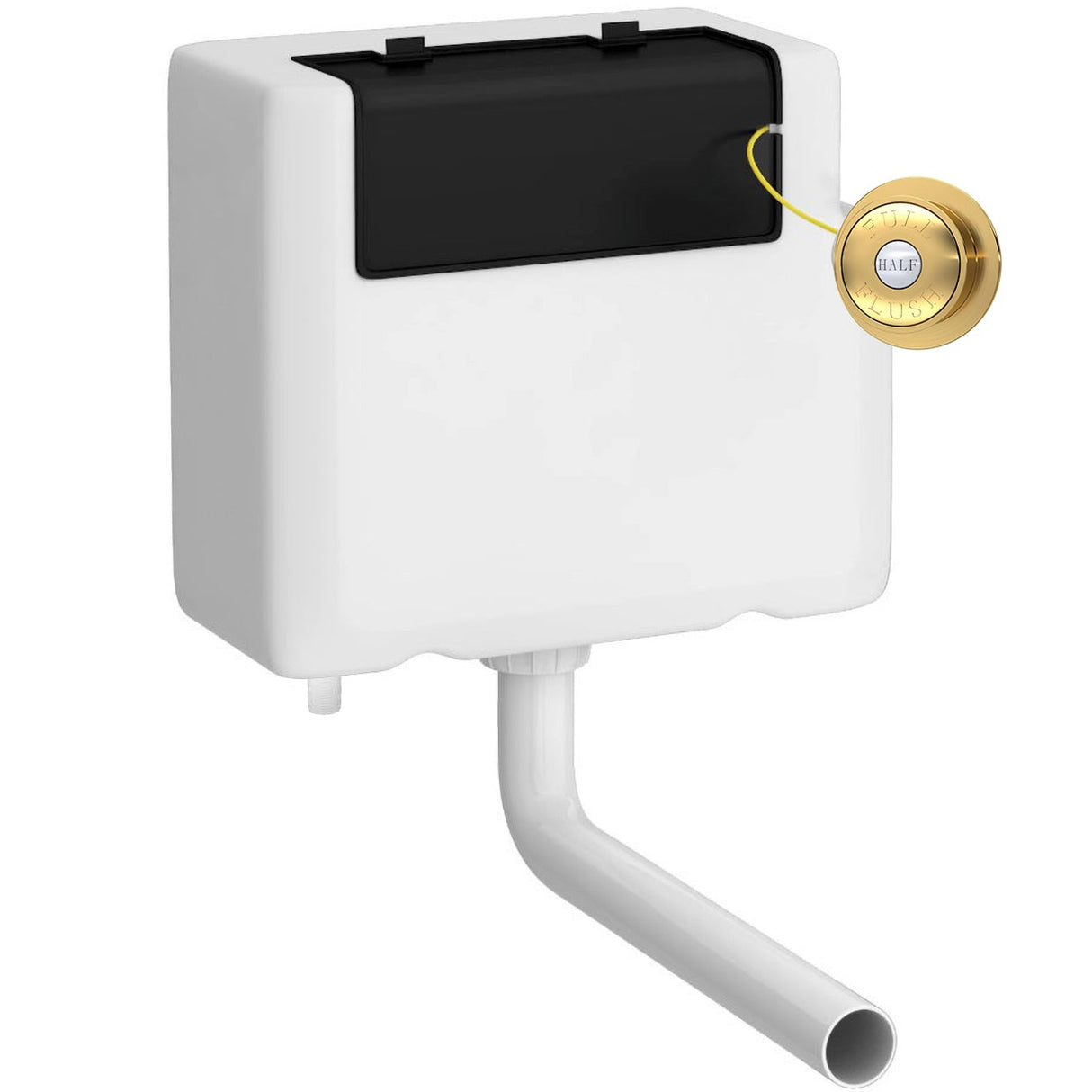 Nuie Universal Access Dual Flush Concealed Cistern with Traditional Button, Bottom Inlet Brushed Brass XTY8T03B