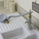 Astini Traditional Gold & Chrome Twin Handle Kitchen Sink Tap 25441GC