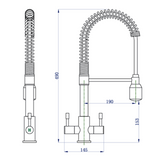 Astini Groove Chrome Twin Lever Pullout Spout Kitchen Sink Mixer Tap AST173