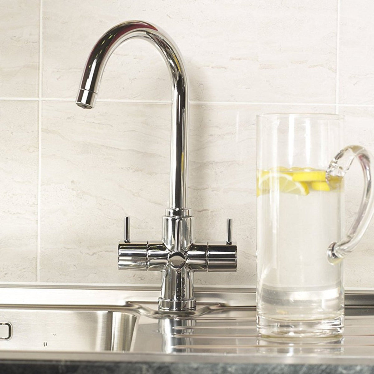 Astini Torlan Chrome/Brushed 3 Way Ambient & Water Filter Kitchen Sink Mixer Tap