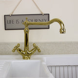 Astini Traditional English Gold Twin Handle Kitchen Sink Mixer Tap 25441G
