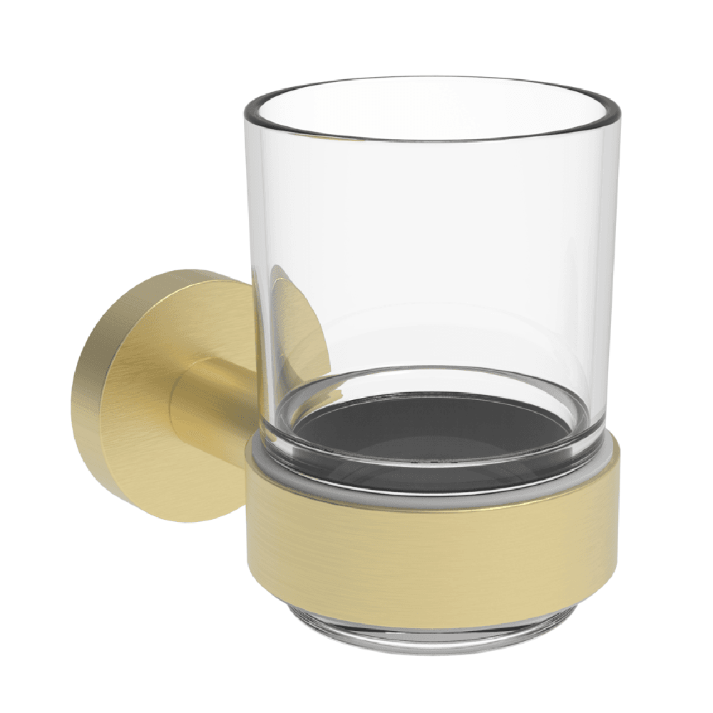 Astini Melbourne Brushed Brass Round Tumbler & Holder