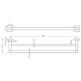Astini Sydney Matte Black Square Double Towel Rail