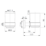 Astini Sydney Matte Black Square Tumbler & Holder
