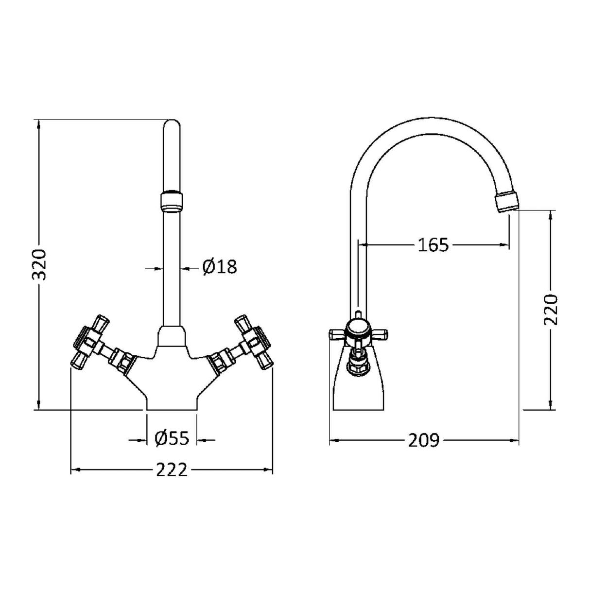 Astini Victoria Kitchen Sink Mono Mixer Tap with Chrome, Brushed Nickel, and Brushed Brass Finishes
