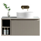 Astini Flauto 800mm Wall Hung Vanity Unit W/ LH Side Storage & RH Counter Top