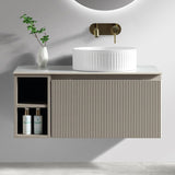 Astini Flauto 800mm Wall Hung Vanity Unit W/ LH Side Storage & RH Counter Top