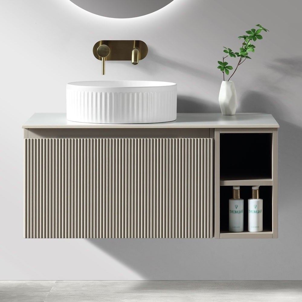 Astini Flauto 800mm Wall Hung Vanity W/ RH Side Storage & LH Counter Top
