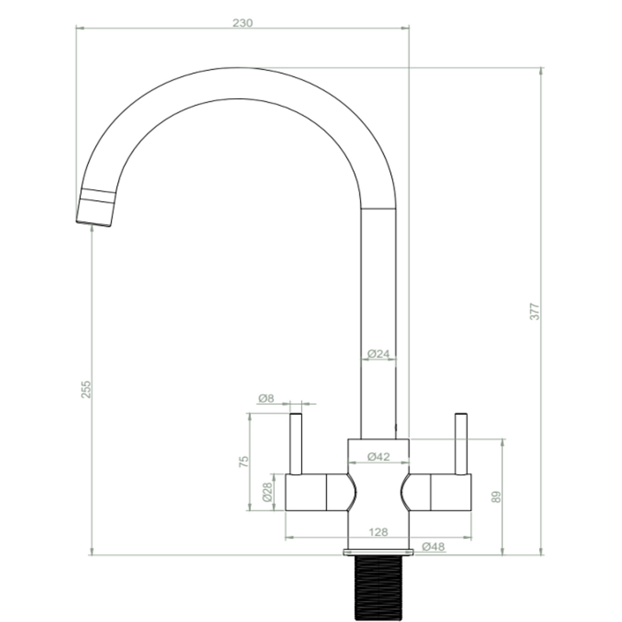 Ellsi Adria Twin Lever Kitchen Mixer Tap CHROME ADR-01-CH LD