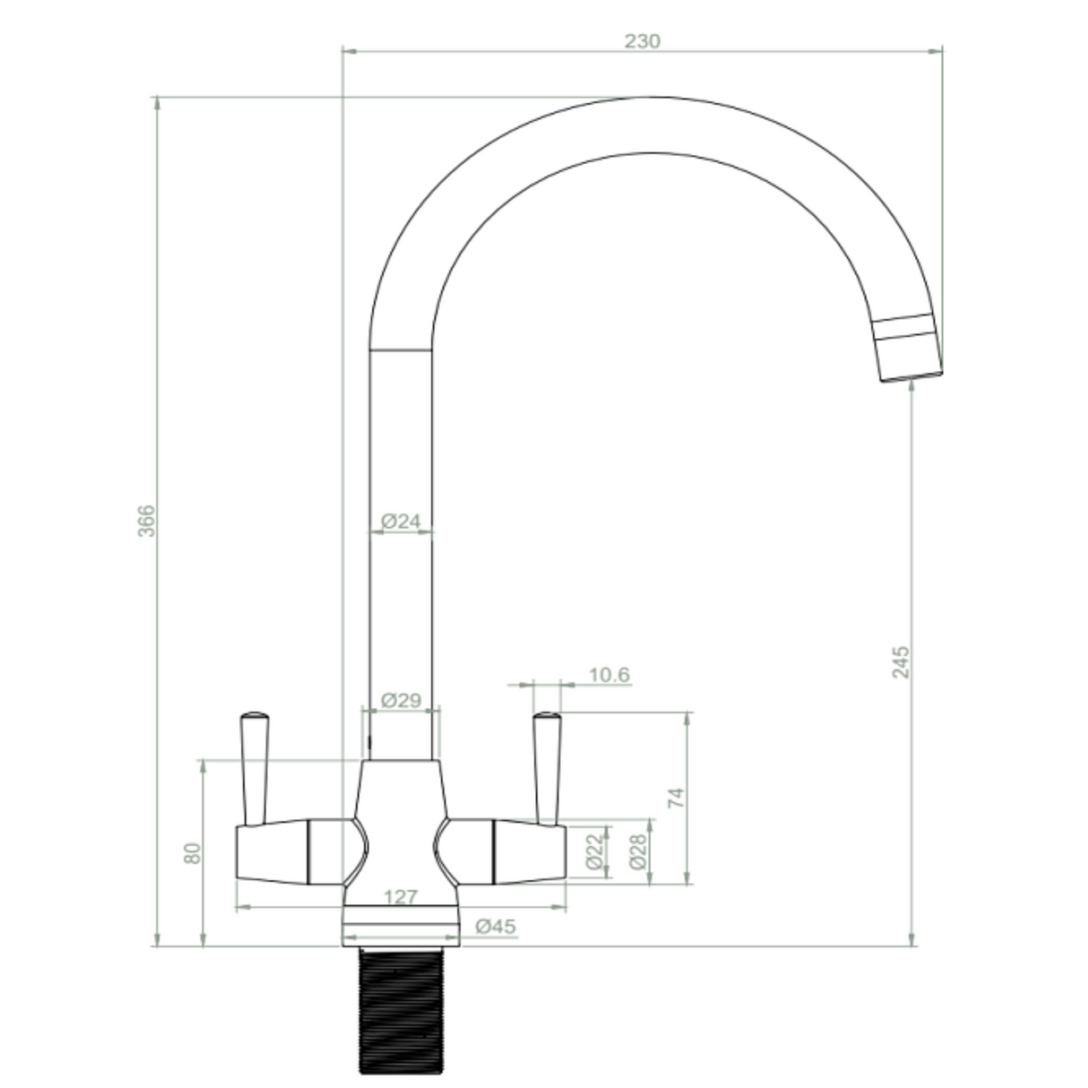 Ellsi Lusso Twin Lever Kitchen Mixer Tap CHROME LUS-01-CH LD