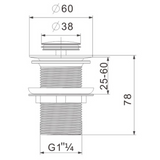 Ellsi Push Button Click Clack Basin Waste - Unslotted  CHROME PBW002CH LD