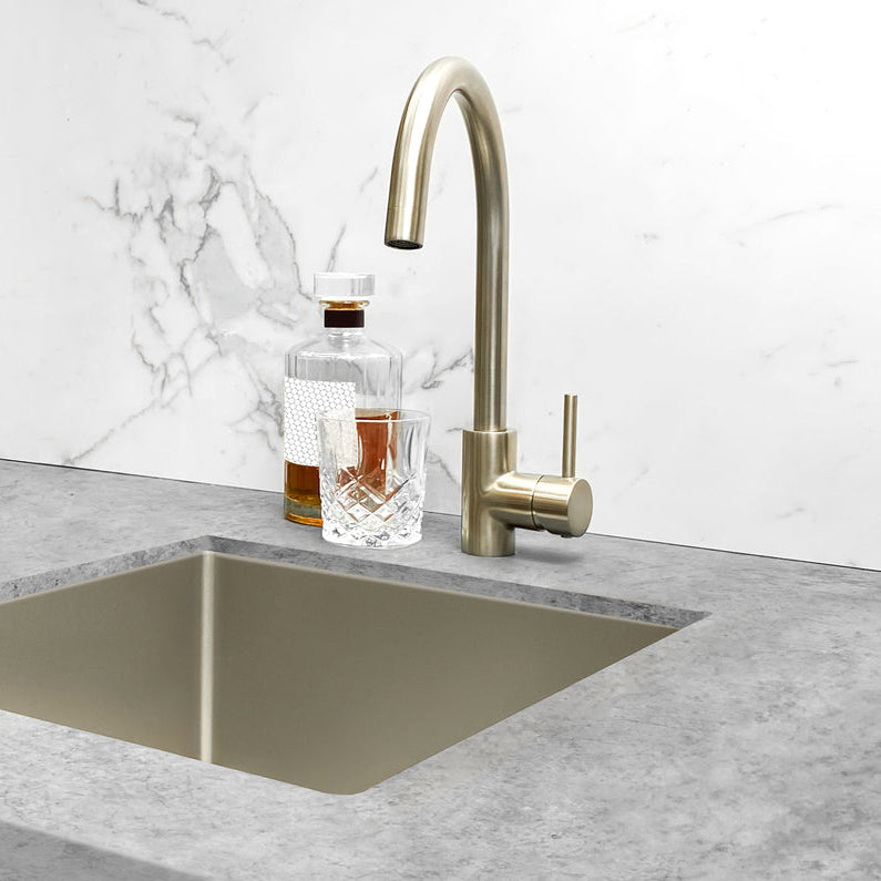 Meir Round Swan Neck Kitchen Mixer Tap Brushed Nickel MK03-PVDBN LS3