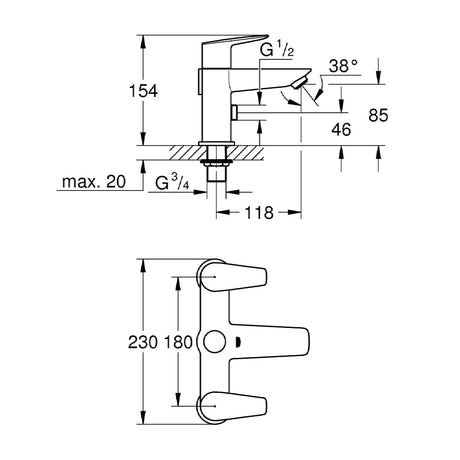 Grohe 25217001 BauEdge Bath Shower Mixer Tap Chrome 25217001 LD