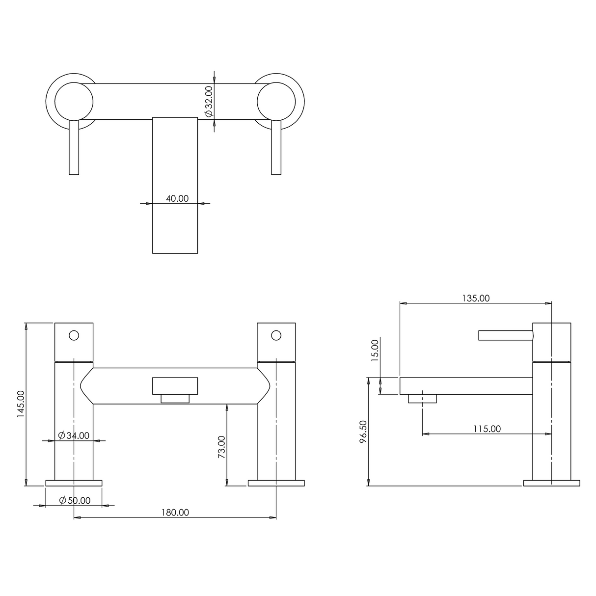 Ellsi Blake Bath Filler Tap MATT BLACK BLA-03-MB LD