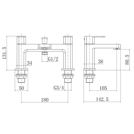 Ellsi Lanza Bath Shower Mixer Tap & Shower Kit MATT BLACK LAN-02-MB LD