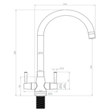 Ellsi Lusso Twin Lever Kitchen Mixer Tap MATT BLACK LUS-01-MB LD