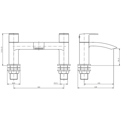 Ellsi Spear Waterfall Bath Filler Tap MATT BLACK SPE-03-MB LD