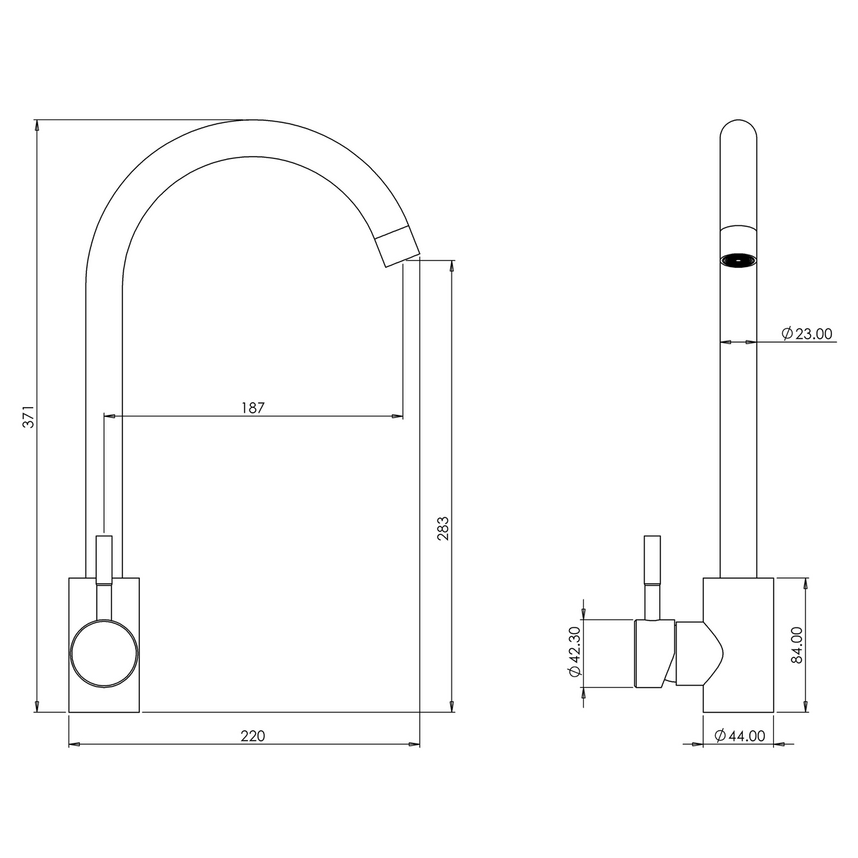 Ellsi Tivoli Single Lever Kitchen Mixer Tap MATT BLACK TIV-01-MB LD