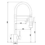 Ellsi Goda Flexi Pull-Out Single Lever Kitchen Mixer Tap BRUSHED BRASS GOD-01-BB LD