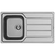 Pyramis Athena 1.0 Bowl Stainless Steel Inset Kitchen Sink & Drainer Reversible 860mm x 500mm Silver 989100181801