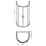 Hudson Reed Pacific D-Shape Shower Enclosure 1050 x 950mm, Chrome, 6mm Glass AQUD2 LD
