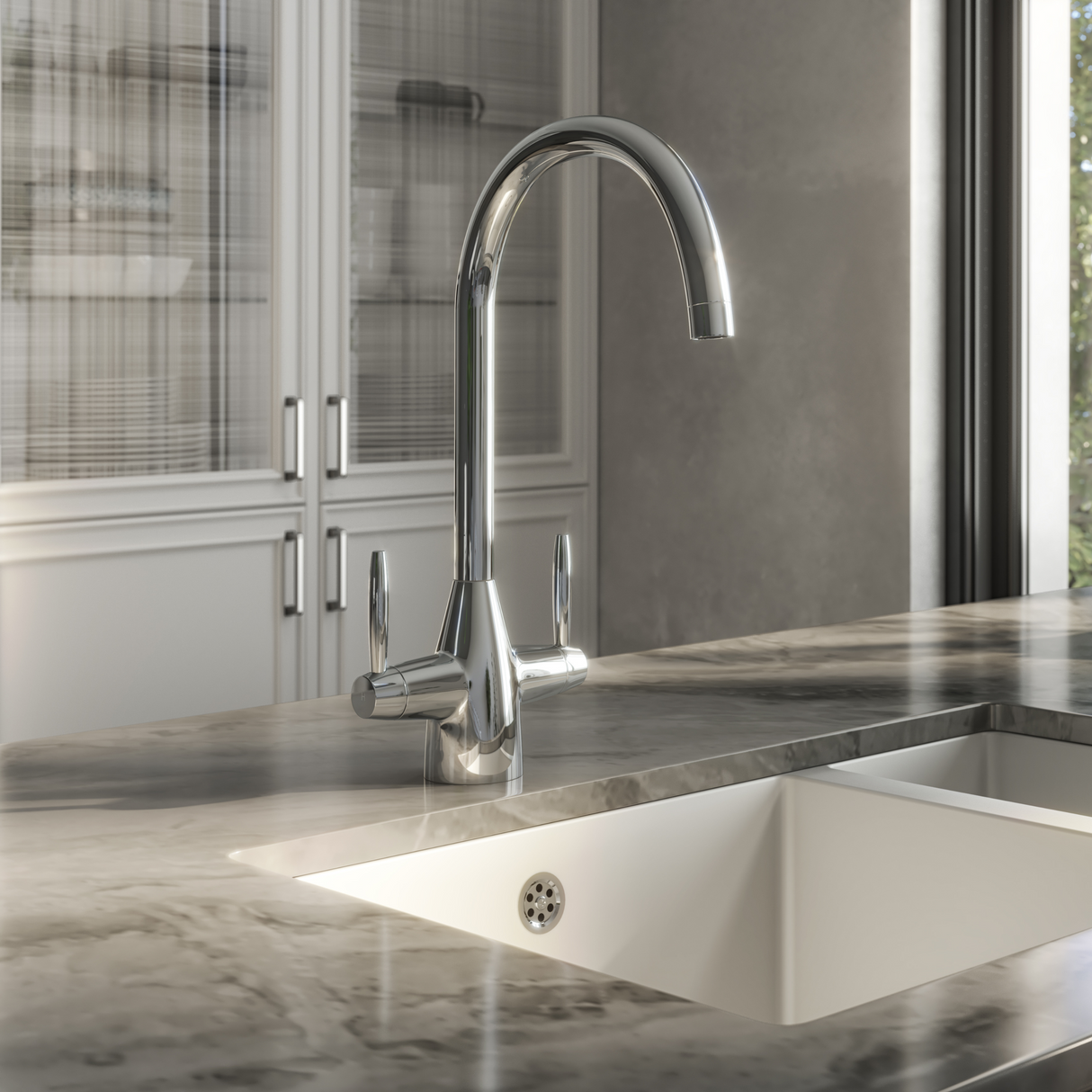 Ellsi Astrid Twin Lever Kitchen Mixer Tap CHROME AST-01-CH
