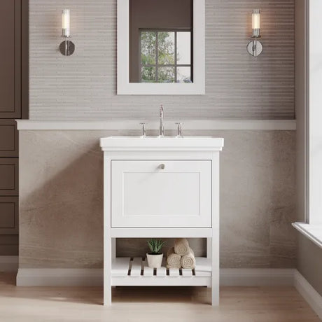 Old London Bexley 600mm Freestanding Vanity Unit & Basin, 1 Drawer Pure White BEX125B LS1