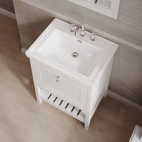 Old London Bexley 600mm Freestanding Vanity Unit & Basin, 1 Drawer Pure White BEX125B LS2