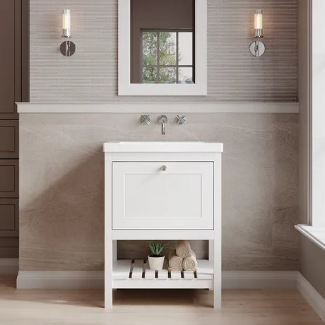 Old London Bexley 600mm Freestanding Vanity Unit & Basin, 1 Drawer Pure White BEX125K LS1