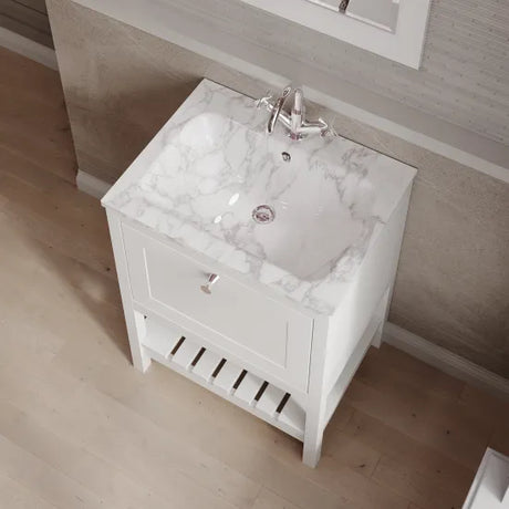 Old London Bexley 600mm Freestanding Vanity Unit & Basin, 1 Drawer Pure White BEX125Q LS2