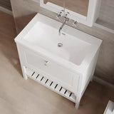 Old London Bexley 800mm Freestanding Vanity Unit & Basin, 1 Drawer Pure White BEX127K LS2