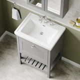 Old London Bexley 600mm Freestanding Vanity Unit & Basin, 1 Drawer Cool Grey BEX225B LS2