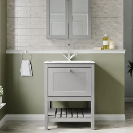 Old London Bexley 600mm Freestanding Vanity Unit & Basin, 1 Drawer Cool Grey BEX225Q LS1