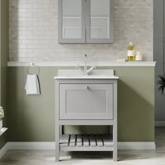 Old London Bexley 600mm Freestanding Vanity Unit & Basin, 1 Drawer Cool Grey BEX225WS1 LS1