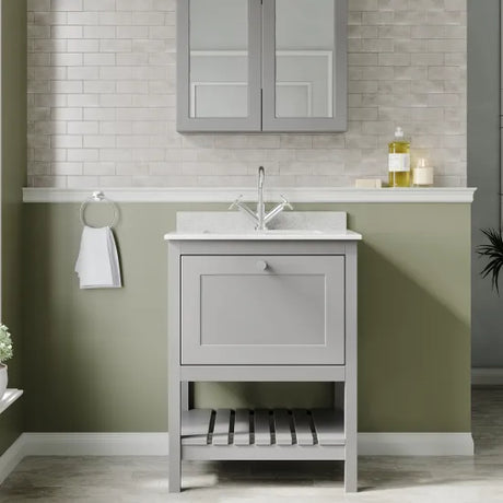Old London Bexley 600mm Freestanding Vanity Unit & Basin, 1 Drawer Cool Grey BEX225WS1 LS1