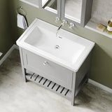 Old London Bexley 800mm Freestanding Vanity Unit & Basin, 1 Drawer Cool Grey BEX227H LS2