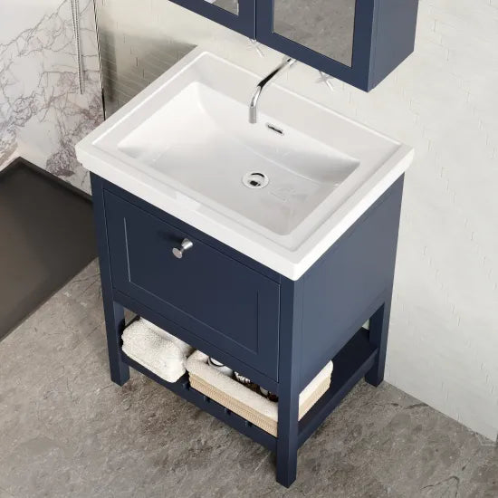 Old London Bexley 600mm Freestanding Vanity Unit & Basin, 1 Drawer Indigo Blue BEX325H LS2