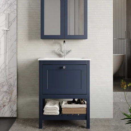 Old London Bexley 600mm Freestanding Vanity Unit & Basin, 1 Drawer Indigo Blue BEX325P LS1