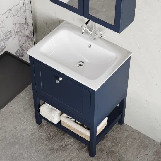 Old London Bexley 600mm Freestanding Vanity Unit & Basin, 1 Drawer Indigo Blue BEX325P LS2