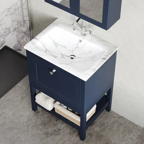 Old London Bexley 600mm Freestanding Vanity Unit & Basin, 1 Drawer Indigo Blue BEX325Q LS2