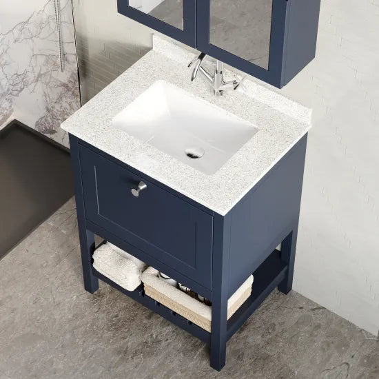 Old London Bexley 600mm Freestanding Vanity Unit & Basin, 1 Drawer Indigo Blue BEX325WS1 LS2