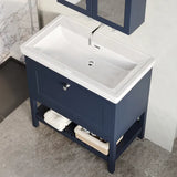 Old London Bexley 800mm Freestanding Vanity Unit & Basin, 1 Drawer Indigo Blue BEX327H LS2