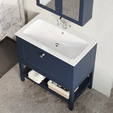 Old London Bexley 800mm Freestanding Vanity Unit & Basin, 1 Drawer Indigo Blue BEX327P LS2