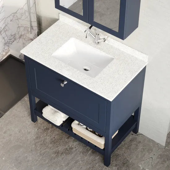 Old London Bexley 800mm Freestanding Vanity Unit & Basin, 1 Drawer Indigo Blue BEX327WS1 LS2