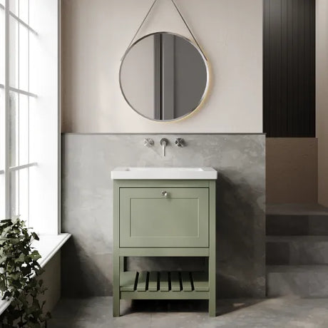 Old London Bexley 600mm Freestanding Vanity Unit & Basin, 1 Drawer Fern Green BEX825K LS1