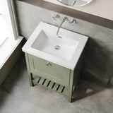 Old London Bexley 600mm Freestanding Vanity Unit & Basin, 1 Drawer Fern Green BEX825K LS2