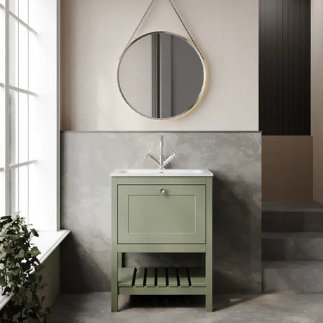 Old London Bexley 600mm Freestanding Vanity Unit & Basin, 1 Drawer Fern Green BEX825P LS1
