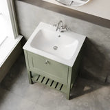 Old London Bexley 600mm Freestanding Vanity Unit & Basin, 1 Drawer Fern Green BEX825P LS2